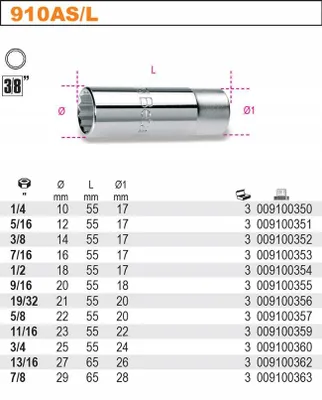 Produktbild von Beta Zwölfkant-Stecknuss 3/8 Zoll 9/16 Zoll
