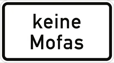 Produktbild von Verkehrsschild VZ1012-33, Keine Mofas, Alu, RA2, 420x231 mm