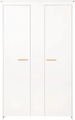 Immagine prodotto di Armadio roba "Anton" a 2 ante in bianco, con moderne maniglie in legno di faggio, per camerette di neonati e bambini