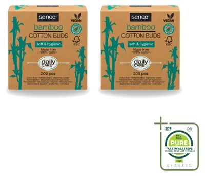 Immagine prodotto di 2 Cotone fioc in bambù biodegradabili e vegani - confezione grande - 2 pezzi