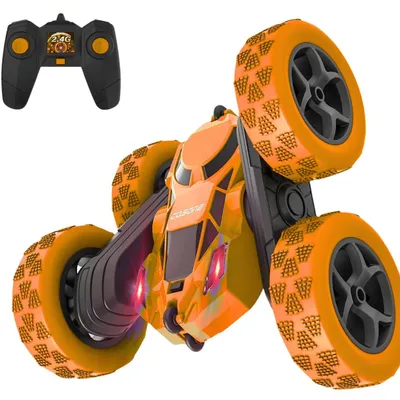 Produktbild von RC-Auto (Ferngesteuertes Stuntauto inkl. 2 Akkus & Fernbedienung, Spiel-Set mit Zubehör), Stuntauto 360°-Action, LED-Lichtern & 60 Min. Spielspaß