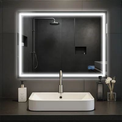 Produktbild von CLP Badspiegel Jaffrey Bluetooth-Lautsprecher Anti-Beschlag Quer- und Hochformat LED Größe 60x80 cm