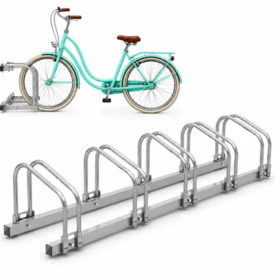 Zdjęcie produktu dla Stojak rowerowy na 5 rowerów - Montaż na podłodze lub ścianie - 130 x 30 x 26 cm - Szerokość opony 35-60 mm