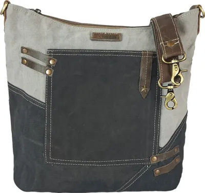 Produktbild von Sunsa Damen Umhängetasche. Canvas Schultertasche mit Leder. Große Vintage Crossbody Tasche.