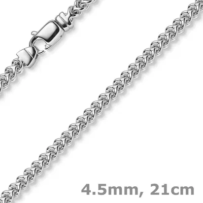 Produktbild von 4,5mm Franco Armband Armkette Armschmuck aus 750 Gold Weißgold massiv 21cm