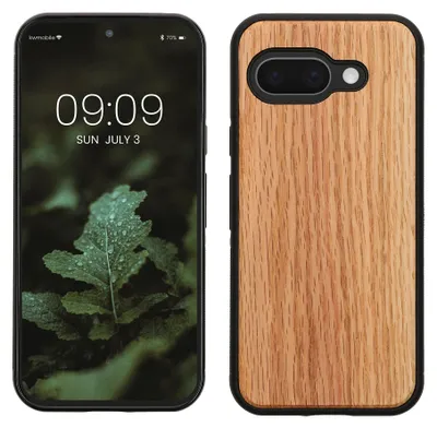 Produktbild von kwmobile Handyhülle für Google Pixel 9a Hülle Holz - Case mit TPU Bumper - Stoßfestes Hardcase - Schutzhülle Cover in Hellbraun Braun