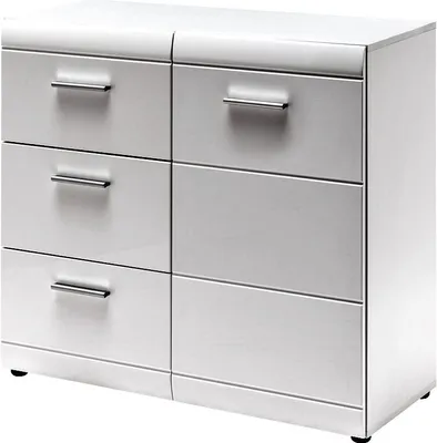 Produktbild von Kommode DANARO-01, 96x86x40cm, Hochglanz weiß