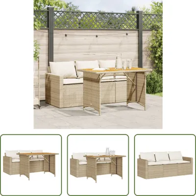 Produktbild von The Living Store 2-tlg. Garten-Essgruppe mit Kissen Beige Poly Rattan