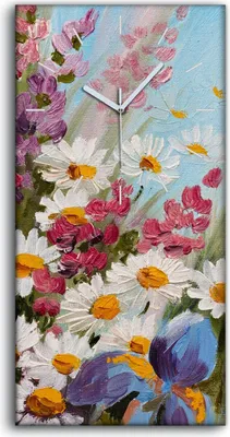 Produktbild von Dekor Leinwand Uhr Wandbilder Geräuschlos 30x60 Ölgemälde Blumen Pflanze Kunst - weiße Hände