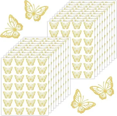 Produktbild von Goldene Schmetterlingssticker Set 420 Teile für Einladungen