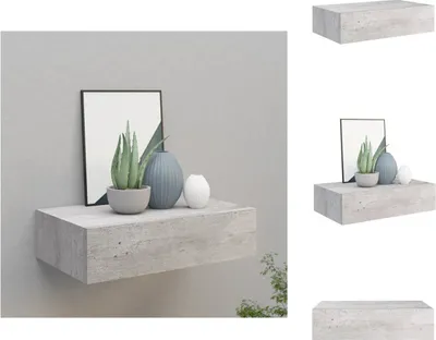 Image de vidaXL Étagère murale avec tiroir gris béton 40x23,5x10 cm MDF - Étagères murales