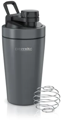 Produktbild von Arendo - Eiweiß Shaker Edelstahl 500ml, Protein Shaker mit Mixkugel, BPA frei, Mixbecher, Metall Premium Eiweißshaker, Tragegriff, Spülmaschinengeeignet, To Go für Yoga Fitness Sport, Cool grey – B: C