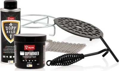 Produktbild von BBQ-Toro 6-teiliges Zubehör Set für Dutch Oven, Einbrennpaste für Dutch Oven, Zubehörset, Dopfheld