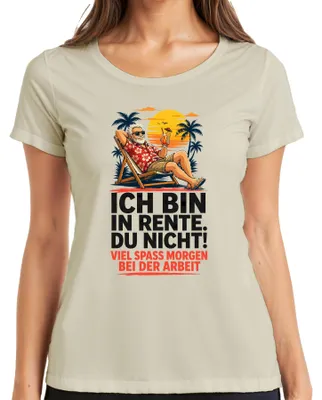 Productafbeelding van Ik ben met pensioen. Veel plezier morgen met het "Statement Sarkasmus" dames T-shirt, maat M