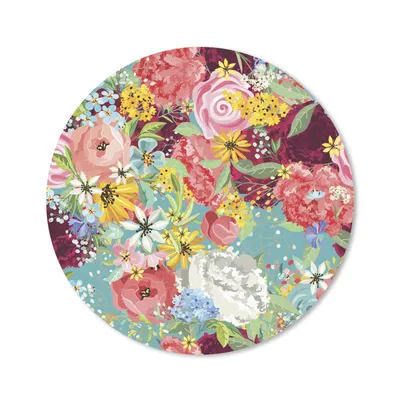 Produktbild von MuchoWow® Mauspad Mousepad Eine farbenfrohe Illustration mit Blumenmuster 50x50 cm - Mousepads - Maus Mat - Pad - Mausunterlage - Vinyl