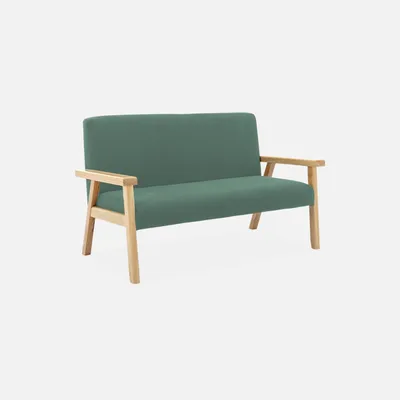 Produktbild von sweeek - 2-Sitzer Bank für Kinder Cord und Hevea-Holz - Khaki