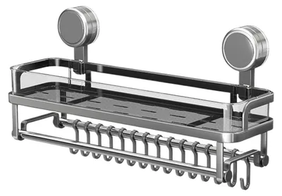 Image de Organisateur de salle de bain avec ventouse et crochets