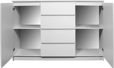 Produktbild von AKORD Furniture Factory OP0LKOMARTBIA006, Weiß, Eiche, 4 Schublade(n), Matt, 4 Regale, 2 Tür(en), 16 mm