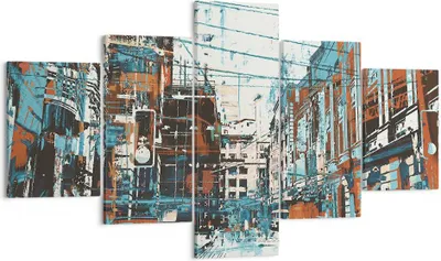 Produktbild von Bild auf Leinwand - Leinwandbild - Stadt Straße Haus - 125x70cm - Wand Bild - Wanddeko - Wandbilder - Leinwanddruck - Bilder - Kunstdruck - Wanddekoration - Leinwand bilder - Wandkunst - EA125x70-3806