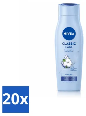 Imagen del producto de 20 champús NIVEA Classic Care, 250 ml, pack económico, 20 unidades