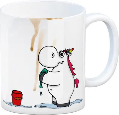 Produktbild von Honeycorns Kaffeebecher mit putzendes Einhorn Motiv Kaffeebecher Büro Teetasse