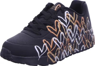 Productafbeelding van Skechers kinder sneakers voor meisjes, model SKECHERS X JGOLDCROWN UNO LIT, kleur: zwart, goud, wit, EU maat: 39