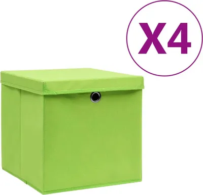 Image de Boîtes de rangement avec couvercles 4 pcs 28x28x28 cm Vert