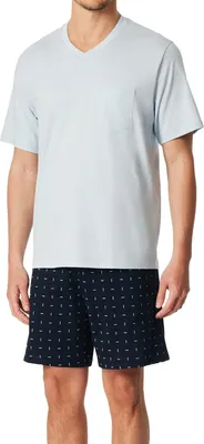 Produktbild von Schiesser Comfort Essentials Schlafanzug Set aus T-Shirt und Shorts, Aus 100% Baumwolle, Hose mit elastischem Bund