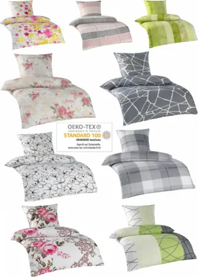 Produktbild von Bettwäsche Seersucker Microfaser Doppelpack 4 teilig mit Reißverschluss 2X ca. 135x200 cm + 2X ca. 80x80 cm Design: Georg