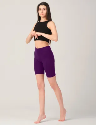 Produktbild von OCERA Basic Damen Leggings Kurz (Radler) aus atmungsaktiver Viskose Violett Gr. L (52/54)