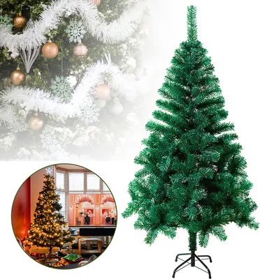 Immagine prodotto di Fiqops Albero di Natale decorazione di plastica con supporto 180cm verde
