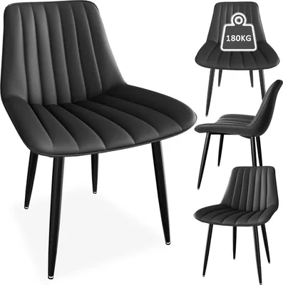 Produktbild von AIORBER Esszimmerstühle (4er Set), PolyurethanKunstleder,5cm Sitzpolster,bequem und praktisch,U-förmige Rückenlehne,für Esszimmer, Küche, 67x57x52,5cm,Schwarz
