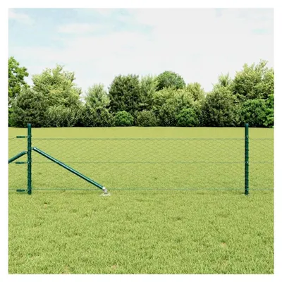 Produktbild von Zaunpfosten Grün 25 x 0,4 m (36 mm Maschen) Stahl und PVC für Gartenzaun, Hundezaun, Weidezaun und Hühnerzaun