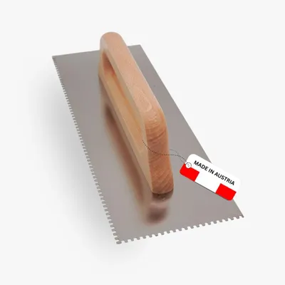 Produktbild von WERKFIT Glättekelle gezahnt 3x3 mm Edelstahl | rostfrei Zahnkelle 380x130 mm