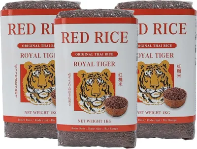 Produktbild von Royal Tiger roter Reis, 3x 1kg, fermentierter roter Reis aus Thailand