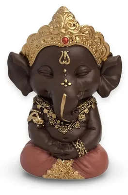 Imagen del producto de Figura de Ganesh, en verde y marrón, de 11,5 cm, para decoración espiritual