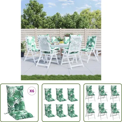 Produktbild von The Living Store Hochlehner-Auflagen 6 Stk. Blattmuster Oxford-Gewebe