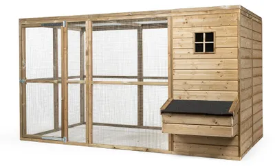 Obrázek produktu pro Fatmoose Kurník HappyHen House ze dřeva s výběhem – 327 x 209 x 183 cm