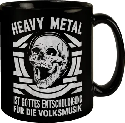 Produktbild von Heavy Metal statt Volksmusik Tasse mit Totenkopf