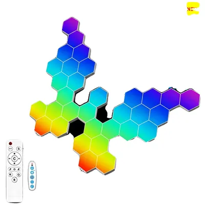 Image de Lampes de nuit LED, contrôle intelligent, fonction de synchronisation musicale, lampe hexagonale avec 32 LED