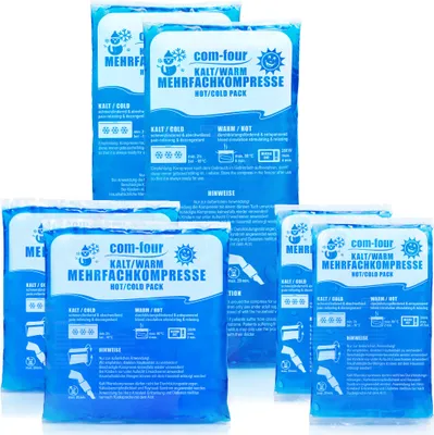 Produktbild von com-four® 6er Sparpack Mehrfachkompresse in 3 verschiedenen Größen - Gelkompresse für Warm & Kaltanwendungen - Kühlpads, Kühlpack - Mikrowellen geeignet -  Germany