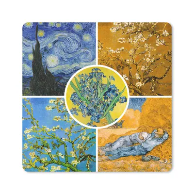 Produktbild von MuchoWow® Mauspad Mousepad Van Gogh - Collage - Sternennacht 20x20 cm - Mousepads - Maus Mat - Pad - Mausunterlage - Desk Mat - Bureauartikeln