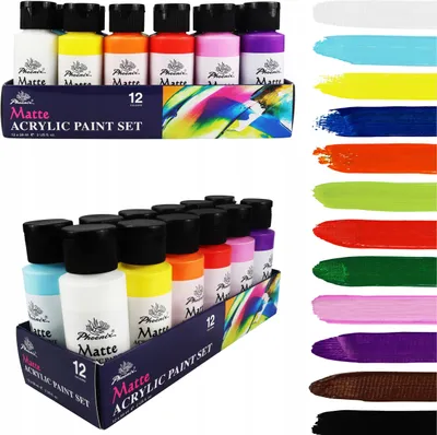 Produktbild von Matte Künstler-Acrylfarben Set in Flaschen 12 x59ml