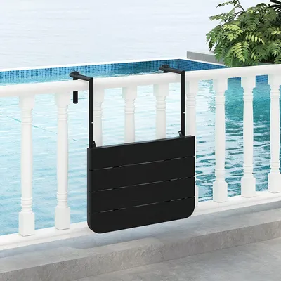 Produktbild von Balkontisch klappbar Hängetisch, Balkonhängetisch in 3 Stufen höhenverstellbar, Gartentisch wetterfest, Klapptisch zum Einhängen, Outdoor-Tisch Balkon Terrasse, Anthrazit