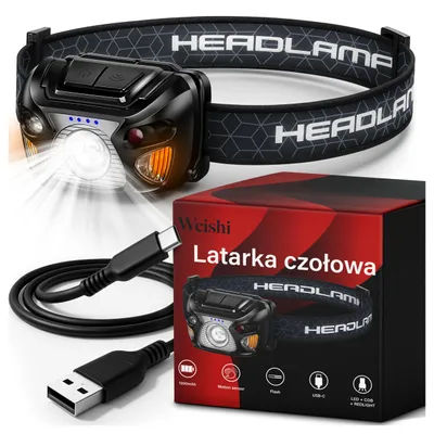 Produktbild von Kuketo | LED-Stirnlampe 400 LM Mit COB & Bewegungssensor – USB-C Aufladung - 6 Leuchtmodi - Wasserdicht IPX4 - Perfekt Für Laufen, Camping, Reparature
