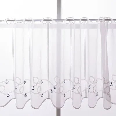 Produktbild von Vorhangstoff Voile Meterware Scheibengardinen nähfrei Stickerei 45cm