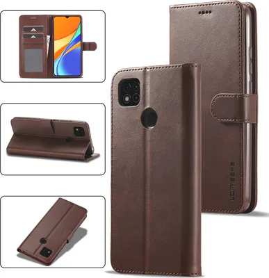Produktbild von Redmi 9C Hülle, Klapphüllen Brieftasche Leder Magnetverschluss Ständer Schutzhülle für Xiaomi Redmi 9C Braun