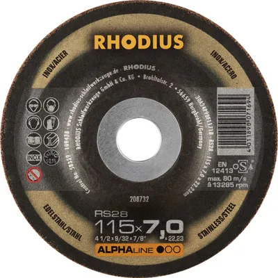 Produktbild von Rhodius Schleifscheibe RS 28 115x7,0x22,23mm Edelstahl Alphaline - 208732