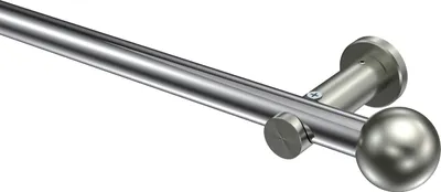 Produktbild von Interdeco Gardinenstange / Vorhangstange Chrom / Edelstahl-Optik, Typ Platon Luino (Kugel) ohne Ringe, 20 mm Ø 1-läufig, 260 cm