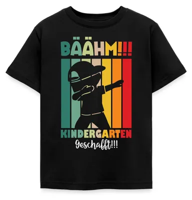 Produktbild von Spreadshirt Kindergarten Geschafft Einschulung Kita Abgänger Kinder T-Shirt, 122/128 (7-8 Jahre), Schwarz